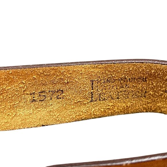 VTG Latitan Leather Belt 26 Brown Hand Tooled Stained Butterfly Bras Buckle Boho - Picture 10 of 14